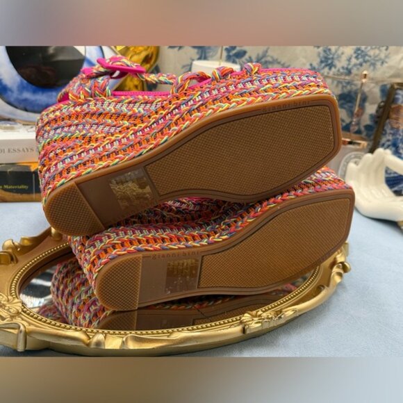 🆕 GIANNI BINI 🧿 NWOB Santi Woven Beaded Wedge Sandals - Rainbow Multi, Sz US 8 - Picture 14 of 16